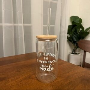 NEW! Glass Tumbler with Bamboo Lid and Straw